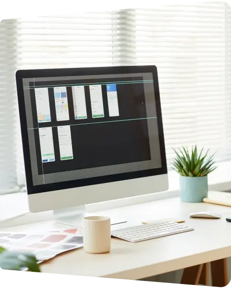 Computer screen with UX Designs