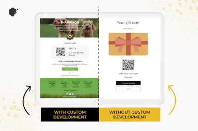 contrasting healthy pet thank you page with custom development and without