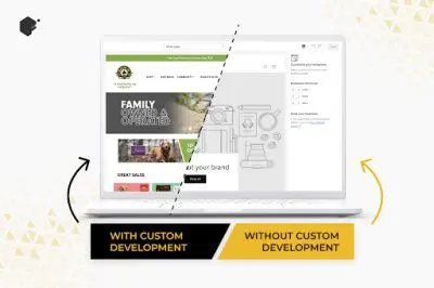 contrasting website with custom development and without custom development
