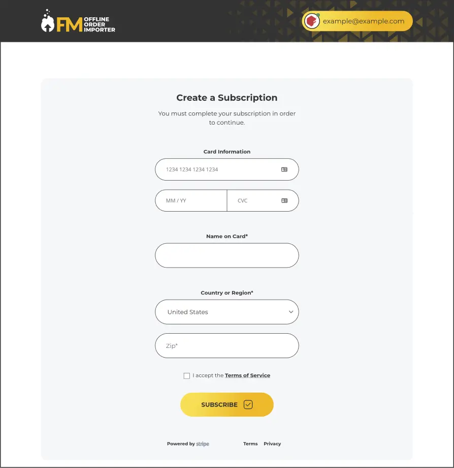 Fahrenheit Marketing Offline Order Page