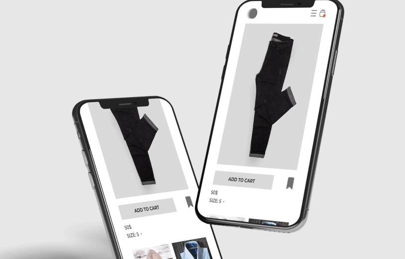 mobile phones displaying an ecommerce website