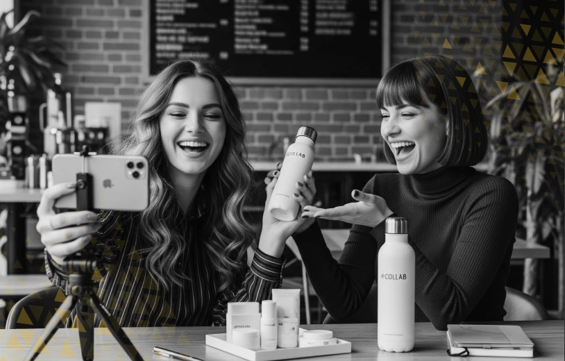 two content creators taking a selfie