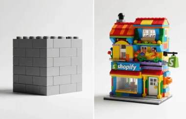 split screen image of ecommerce products