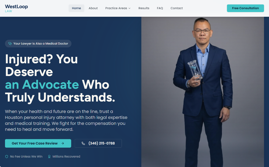 WestLoop Law homepage design