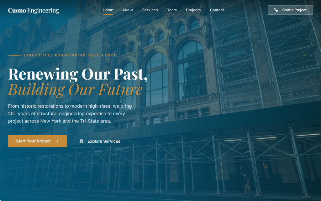 Cuono Engineering homepage design