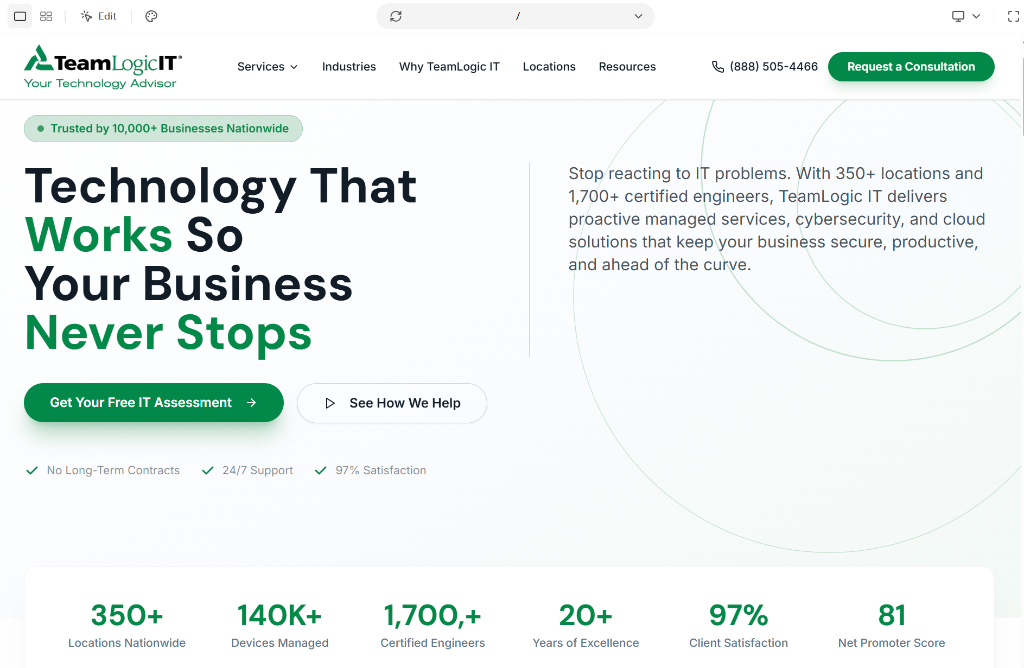 TeamLogic IT homepage design